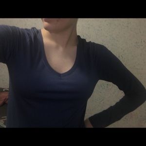 Brand New ✨Poof V Neck Blue Long Sleeve Shirt